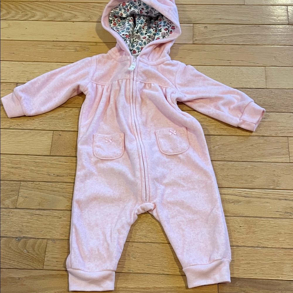 Carter's Light Pink Fleece Hooded Footie
